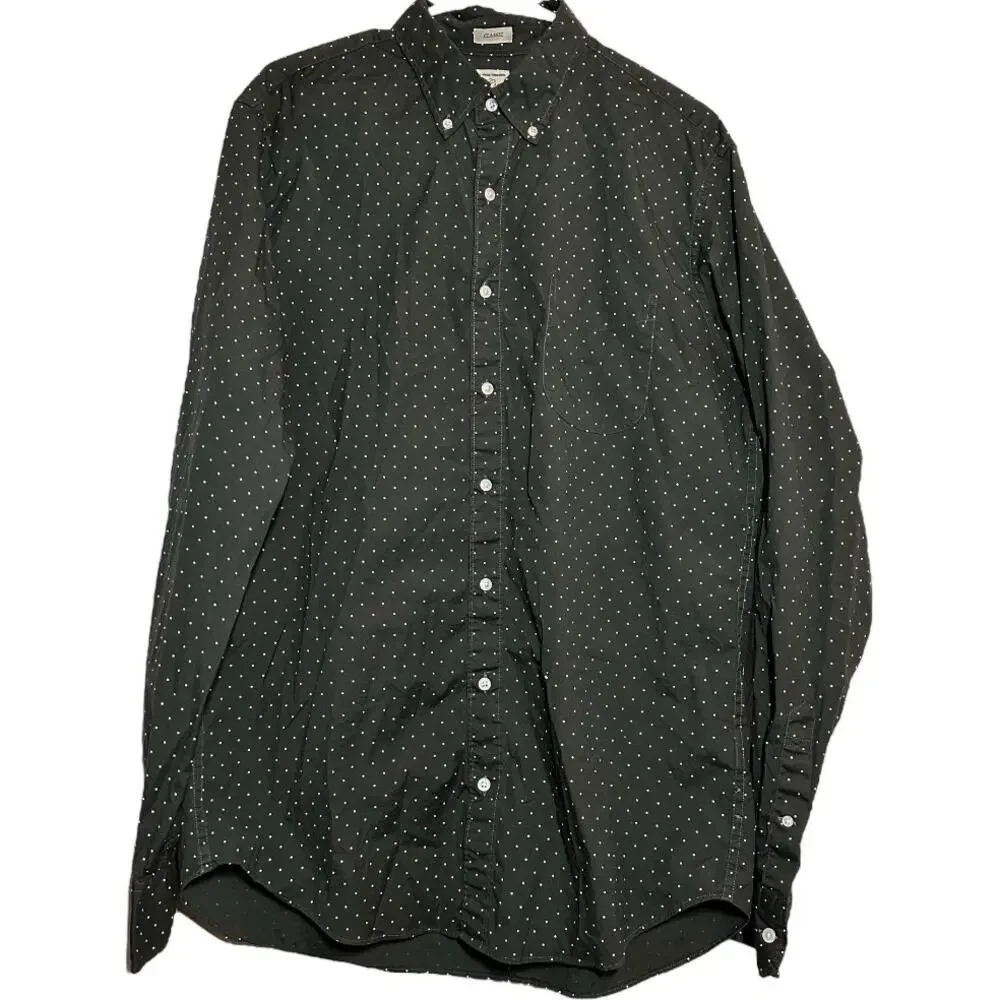 J. Crew Secret Wash Cotton Poplin Shirt Button Down Classic Fit Stretch Green LT